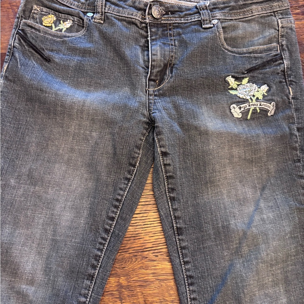 Pepe Jeans Gray boot cut Leg with Floral Details. 30 by 30 inseam